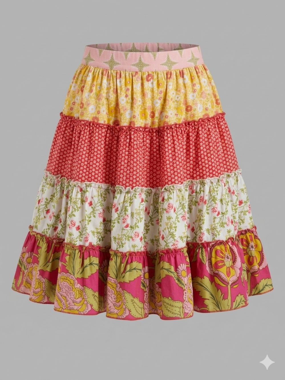 Serendipity Matilda Jane girls size 6 tiered ruffle patchwork boho hippie skirt